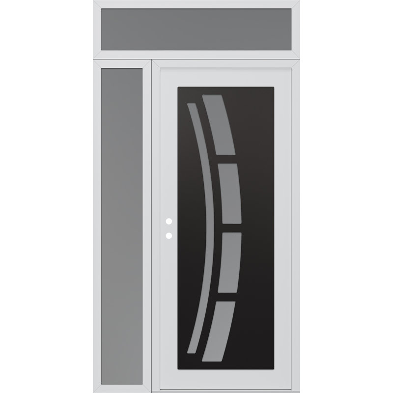 C12 droite 52 po X 96 po Panneau de porte en verre givré blanc et blanc à panneau avec porte d'entrée avant en verre givré Sidelite et traverse