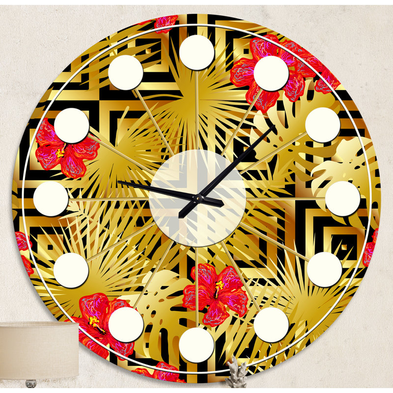 Horloge murale de style tropical tropical de luxe III - Mid-Century moderne, Moyenne