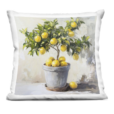 Coussin décoratif Falling Lemon Tree, imprimé par Tina LeCour, 18 x 7 x 18