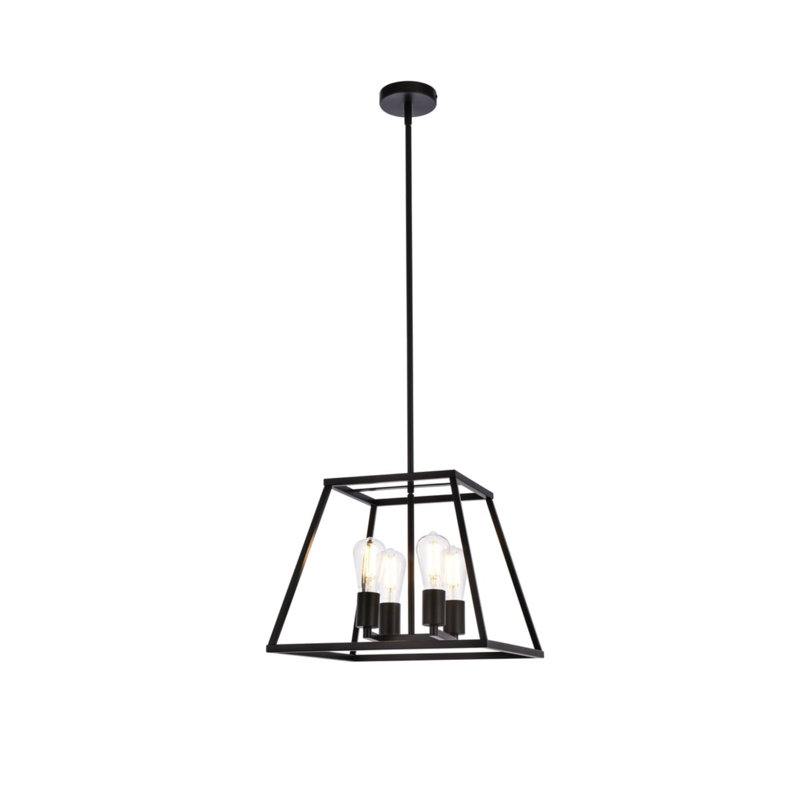Lustre linéaire à 4 lumières Gloriajean, Noir, H 12,6 po x l 16 po x P 16 po