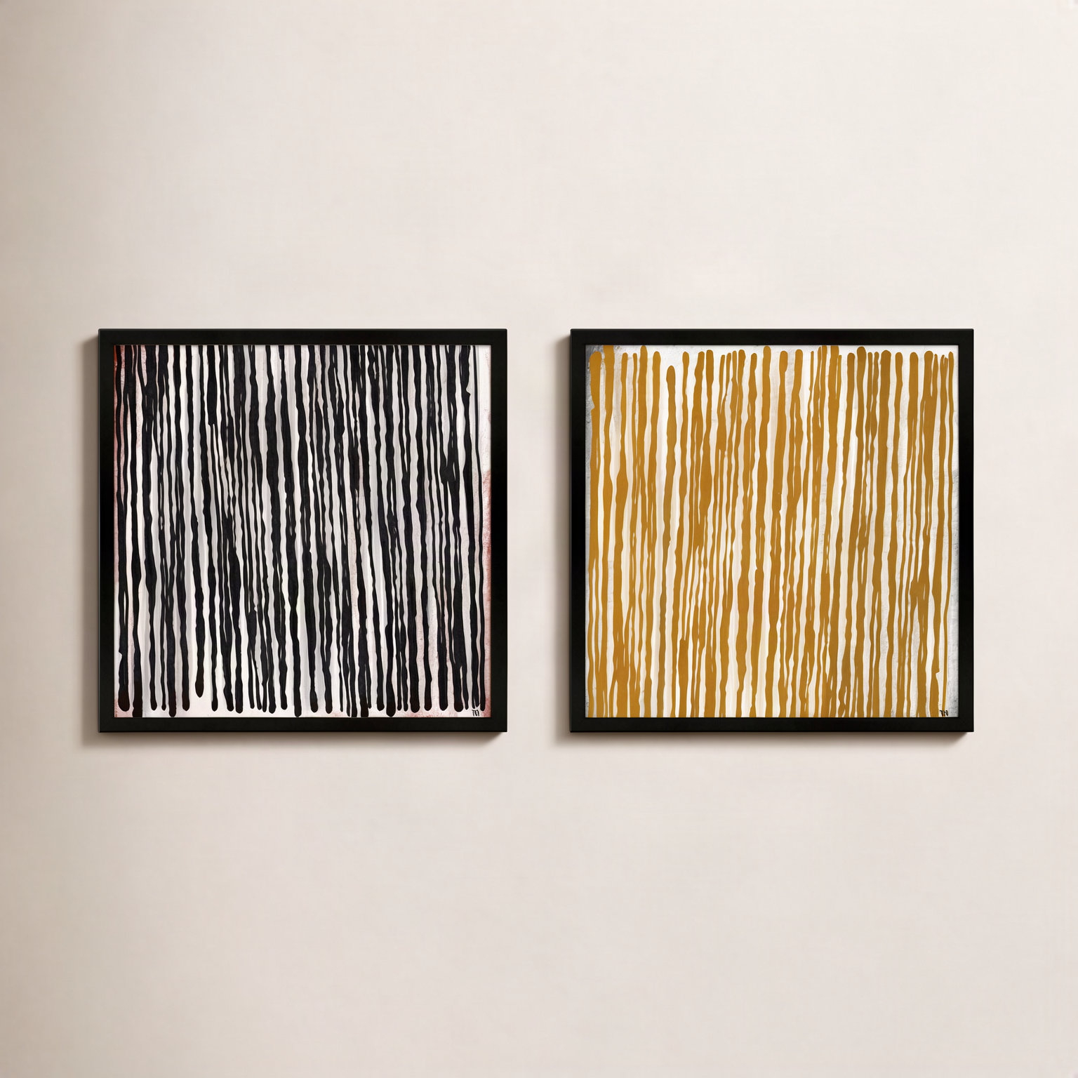 Waterfall 2-Piece Print Set by Marco Marella, Black Paper Framed, 24" H x 24" W