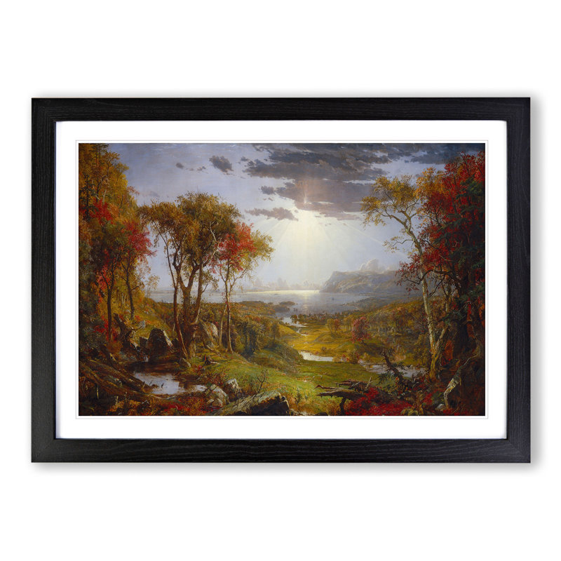Autumn on the Hudson River by Jasper Francis Cropsey - Picture Frame Graphic Art, Black Framed, 27cm H x 36cm W x 2cm D