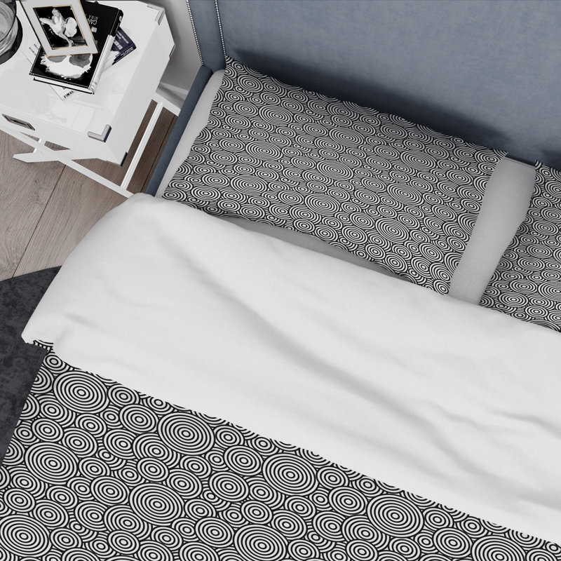 Ensemble de housse de couette moderne géométrique monochrome en polyester microfibre monochrome