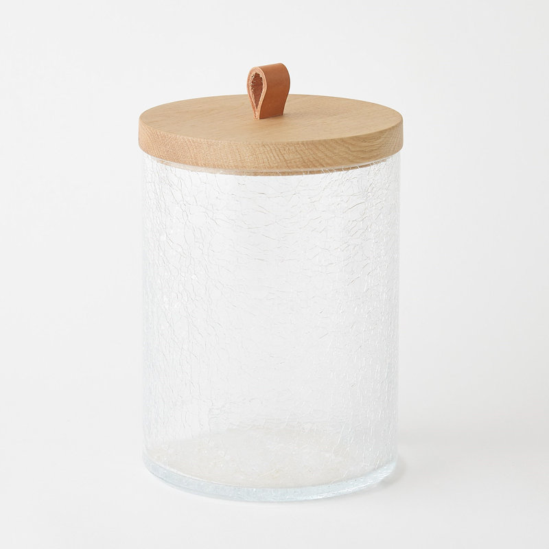 Pot en verre craquelé avec couvercle, 89,6 oz
