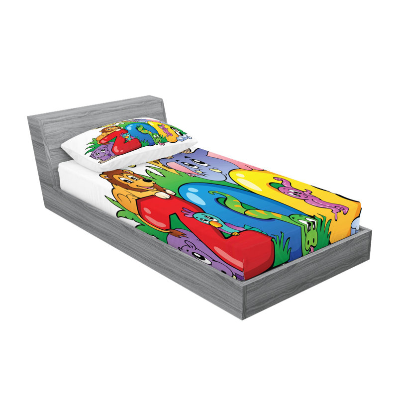 Multicolore drap-housse et coussin décoratif Ambesonne, Ensemble de draps pour lit simple très long + 3 p