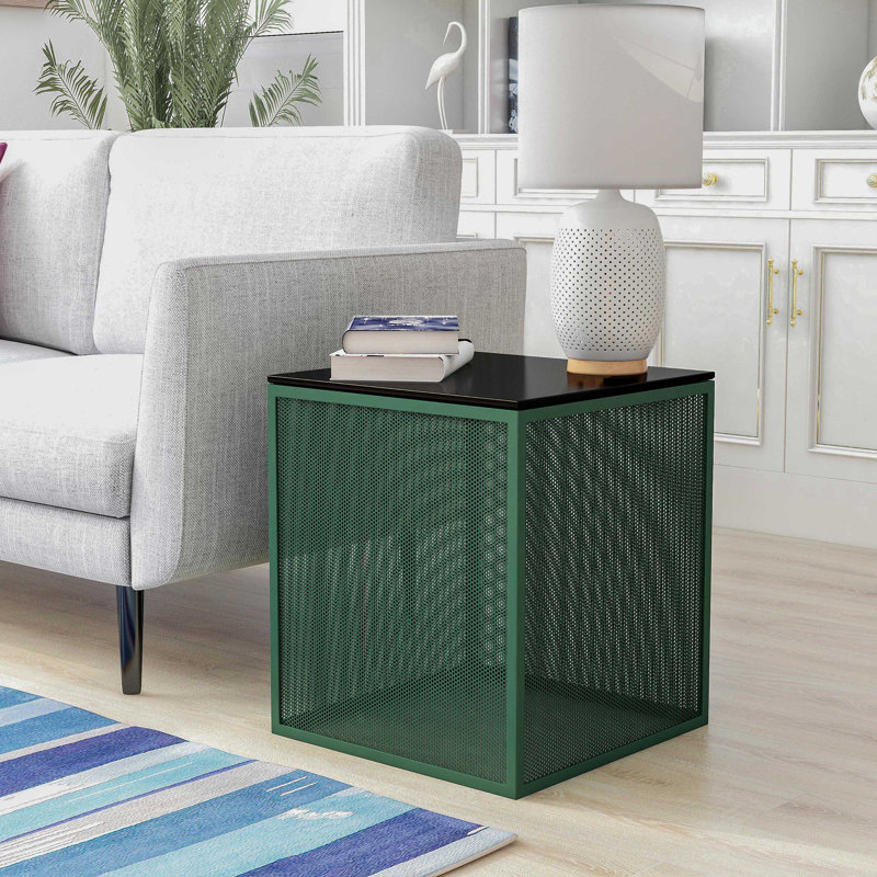Table de bout en verre, Vert/noir