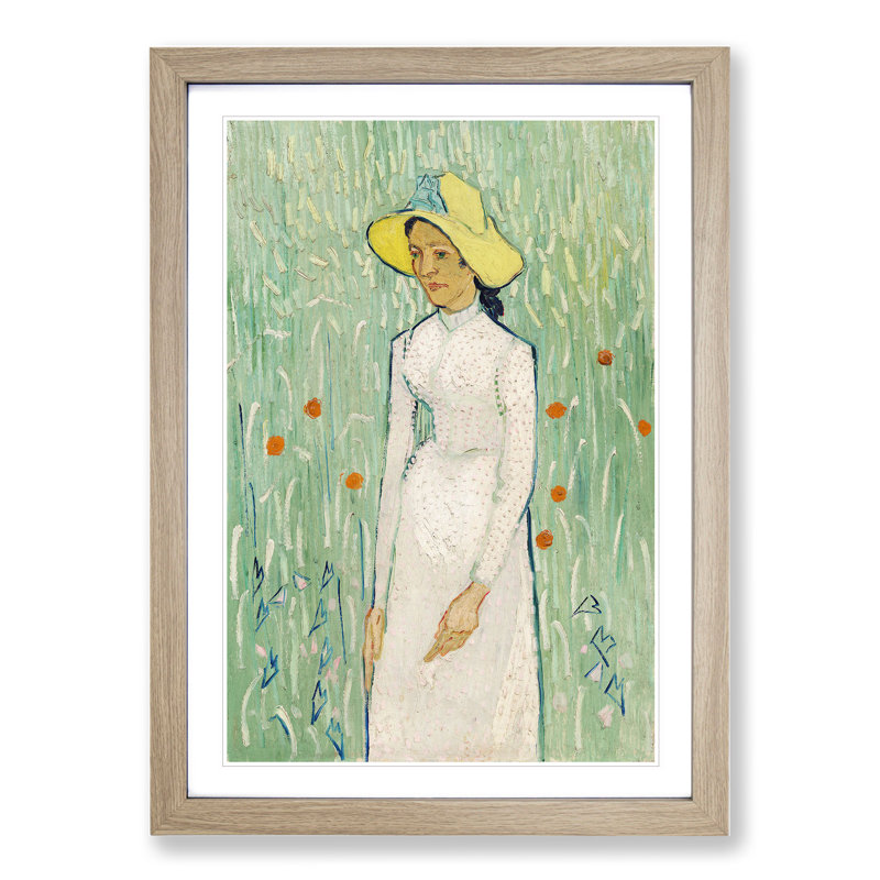 Girl in White by Vincent Van Gogh - Framed Print, 36cm H x 27cm W x 2cm D, Oak Framed