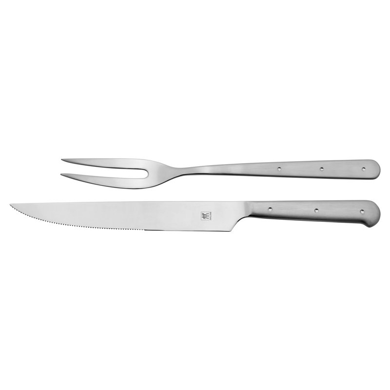 ZWILLING Porterhouse 2Pc Stainless Steel Carving Knife Set With Fork In Red Presentation Box, Gift Set