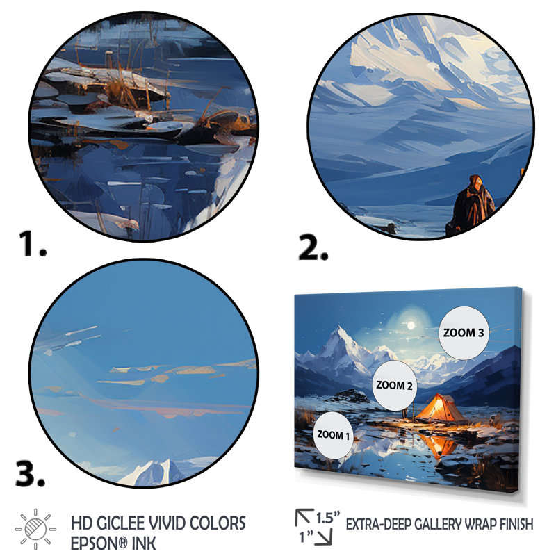 Mountain Mountain Solitude 3 - Art mural de voyage en camping, Cadre doré à coins fermés, H 30 po x l 40 po x P 1,5 po