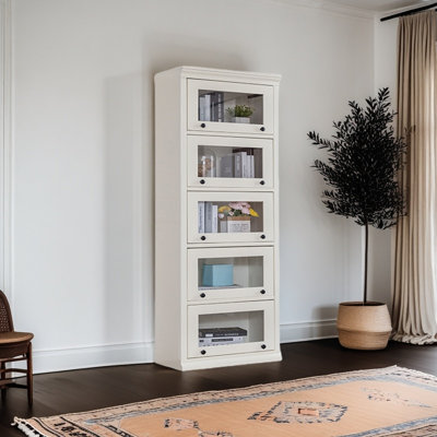 Solid wood flip door dustproof bookcase