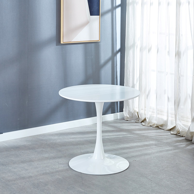 Table de salle à manger 31,5 "de style Mid-Century pour 2 à 4 personnes avec plateau rond en MDF, table de salle à manger à piédestal, table basse de loisirs