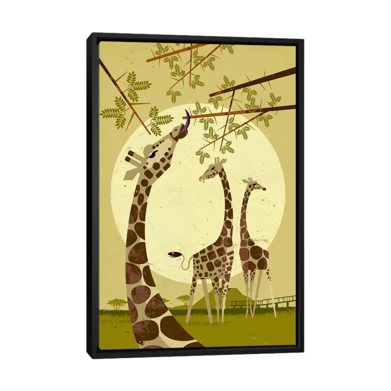Giraffes by Dieter Braun - Print on Canvas, Black Framed, 66.04 cm H x 45.72 cm W