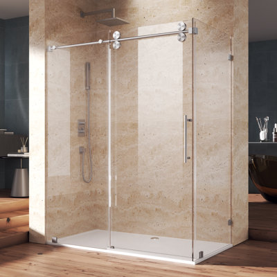 60" W X 36" D X 76" H Sliding Frameless Shower Enclosure With 3/8 Clear Glass