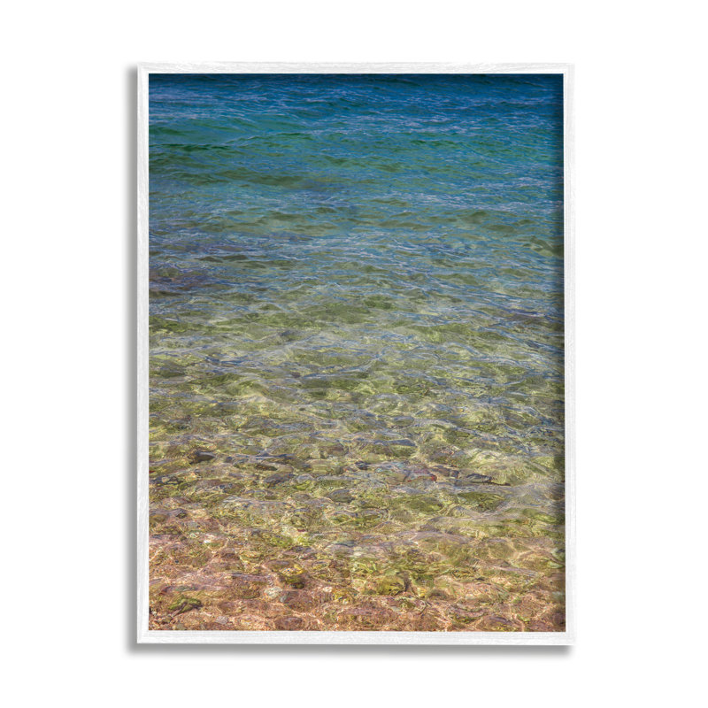 Under Water Clear Sea Floor Ripples par Barbara Markoff - Photographie à cadre flottant sur bois