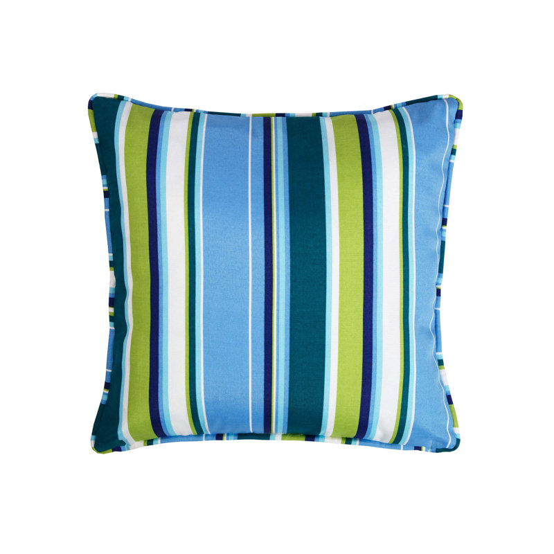 Oreiller carré Zélande - rayé, Bleu / rayures vertes
