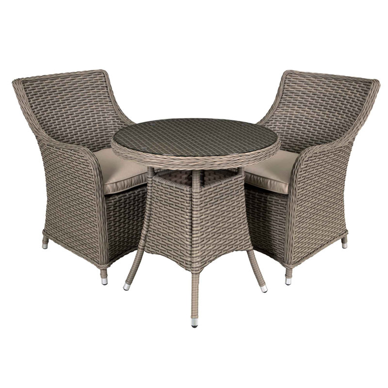 Capulet 2 - Person Wicker Patio Dining Set with Round Table , Cushions Included