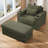  40'' Corduroy Tufted Chaise Lounge Arm Chair with Ottoman-450837228