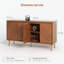 Armoire de rangement, buffet de 59 po avec 4 portes, armoire d'appoint en bois de style Mid-Century moderne, crédence à chevrons pour salle à manger, salon, entrée, brun