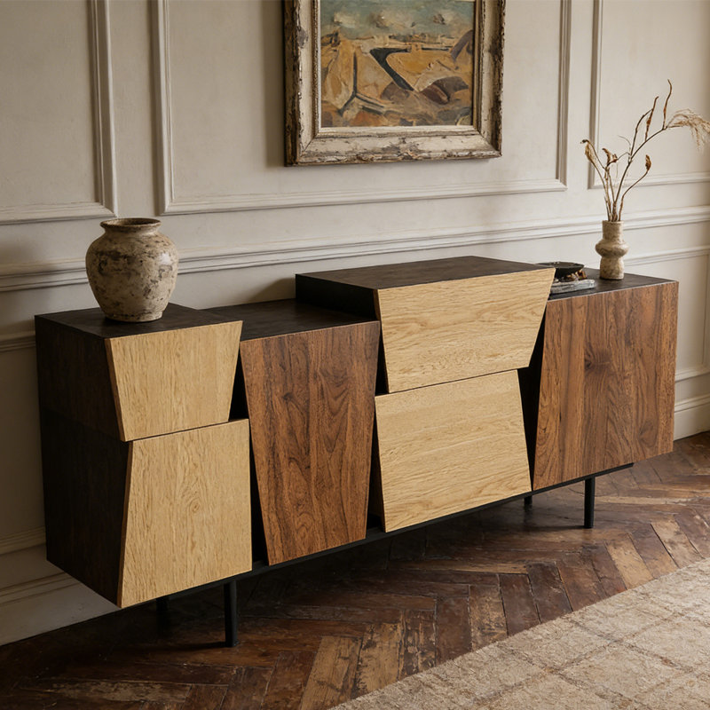 Buffet de style moderne et minimaliste, Noir / brun