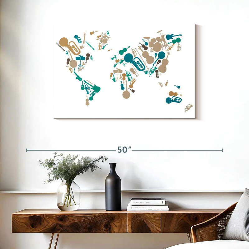 Abarca Musical World Map, 24" H x 36" W