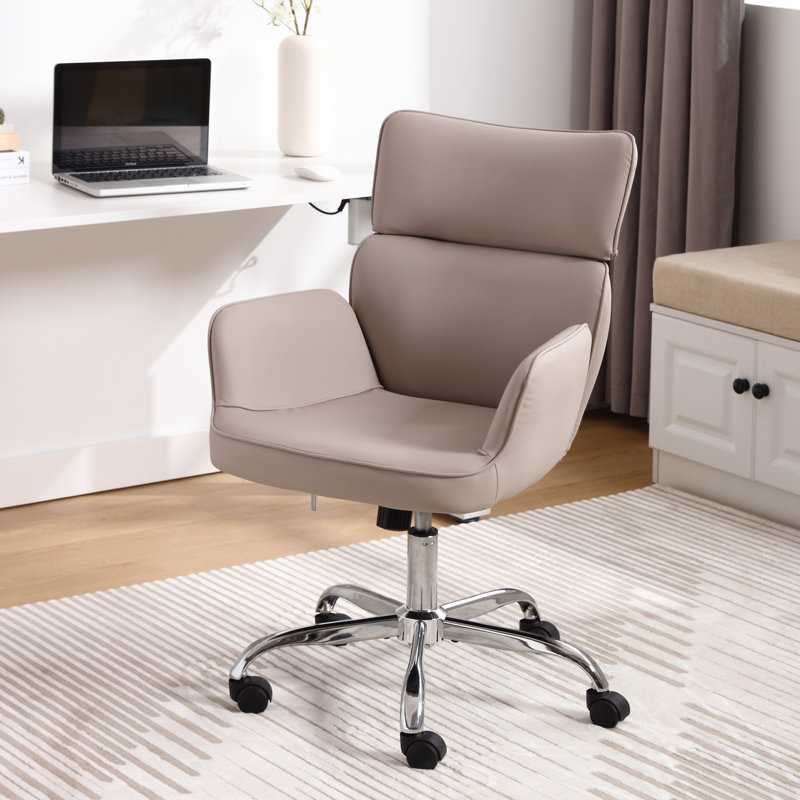 Caylin Swivel Faux Leather Task Chair, Light Gray