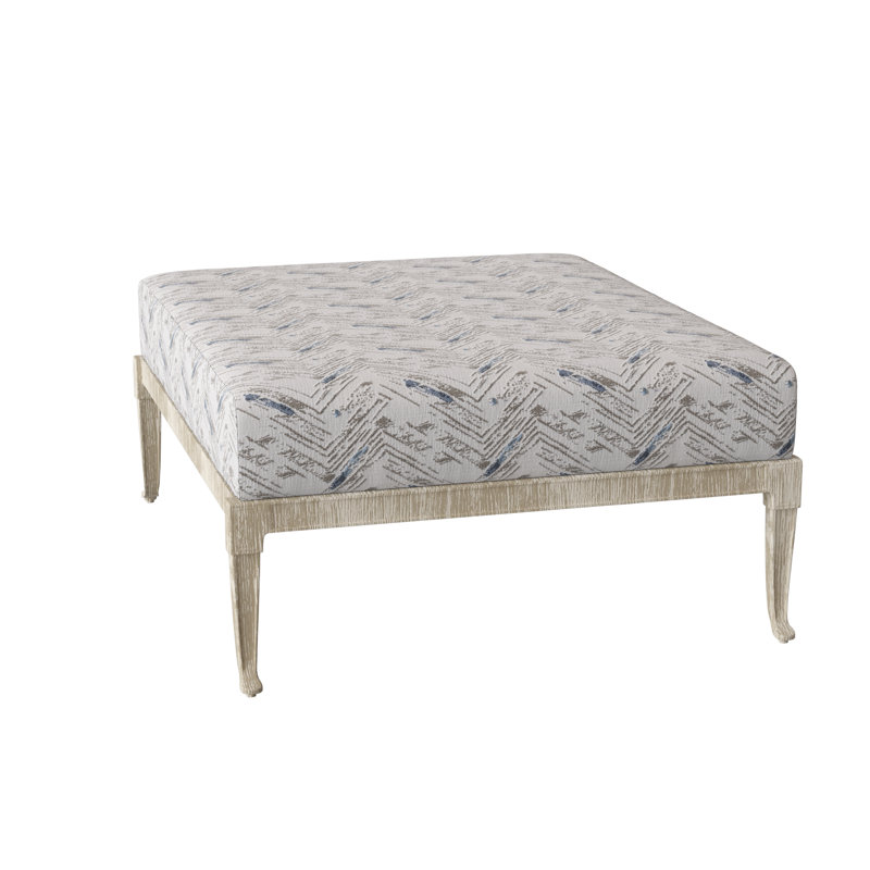 Wiltshire Outdoor Ottoman, Weathered White, Canvas Navy Sunbrella® Canvas