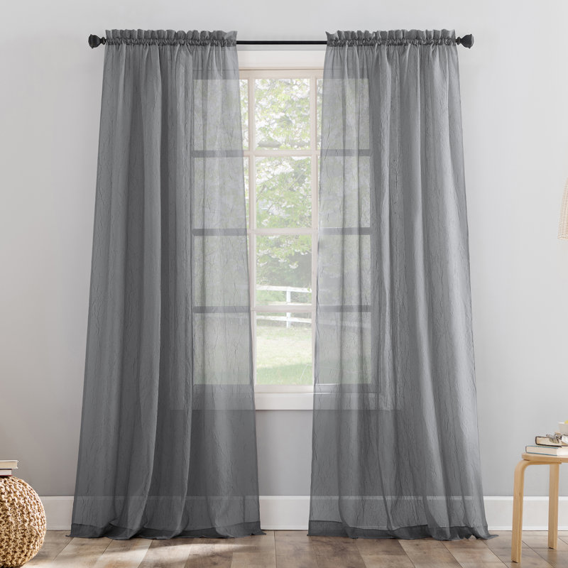 Panneau de rideau diaphane avec passe-tringle Maxon, Gris anthracite, l 51 po x L 95 po