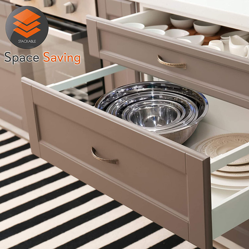 Diretha Stainless Steel 6 Piece Nested Mixing Bowl Set