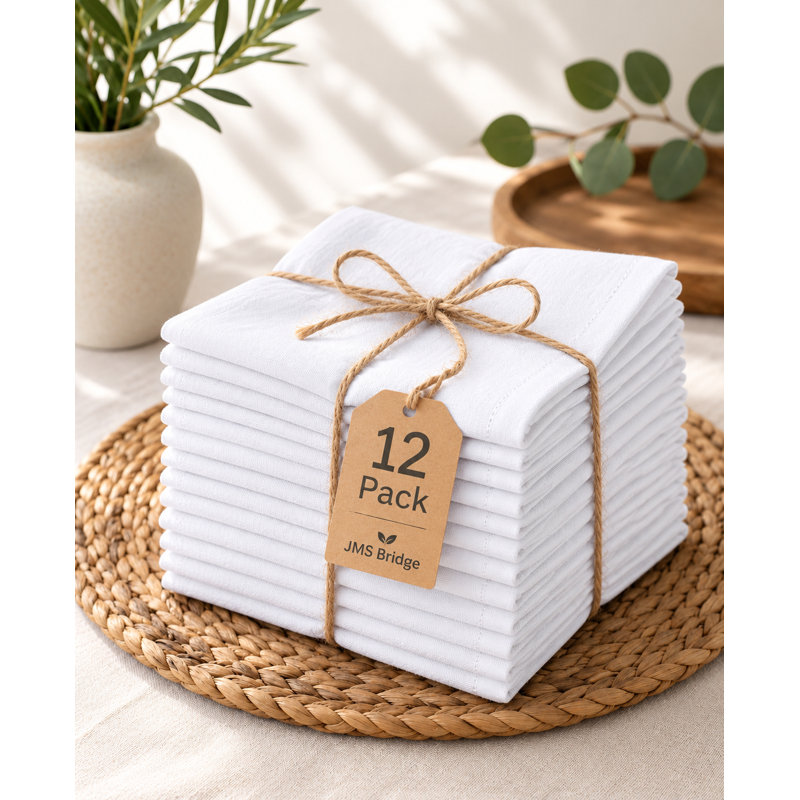 Cotton White Colour Square Napkin (Set of 12)