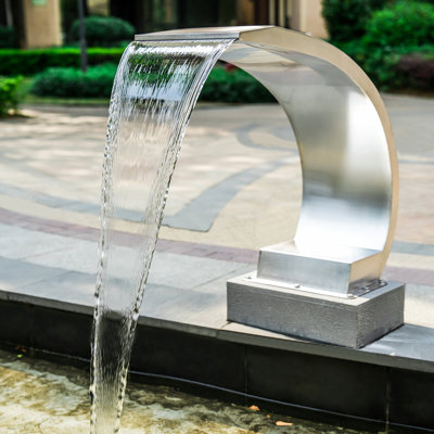 Curved Waterfall Spillway, Elegant 304 Stainless Steel Fountain for Seamless Cascade in Pool, Garden, and SPA