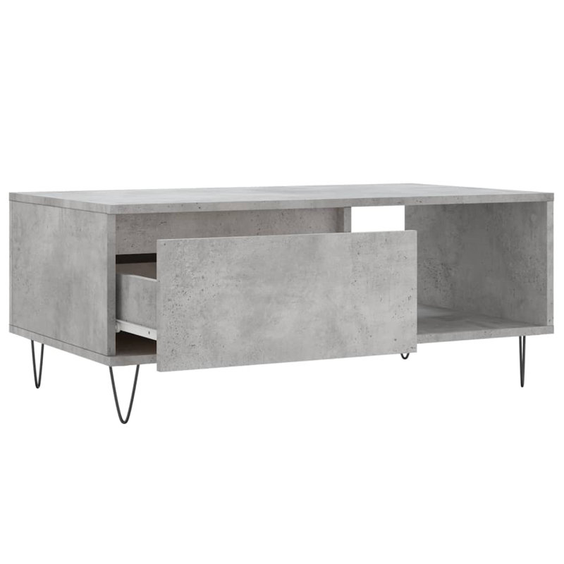Vasbinder Four Leg Coffee Table with Storage, Concrete Grey