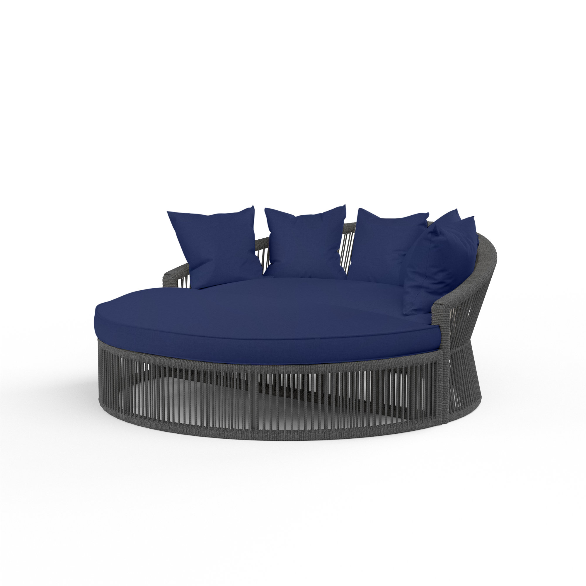 Renfri 67'' Wide Circle Patio Daybed with Sunbrella® Cushions, Black, Echo Midnight Sunbrella®