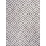Modern Hand Tufted Geometric Area Rug in Silver / Ivory