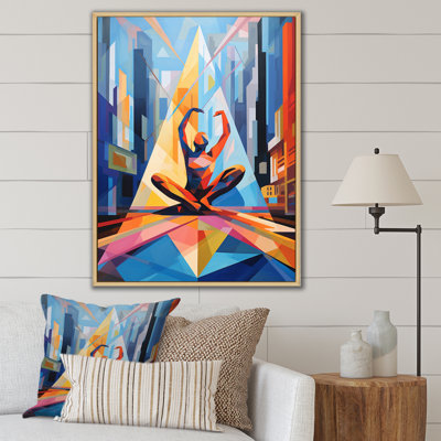 Yoga Cubisc Collae I - Yoga Wall Art Living Room