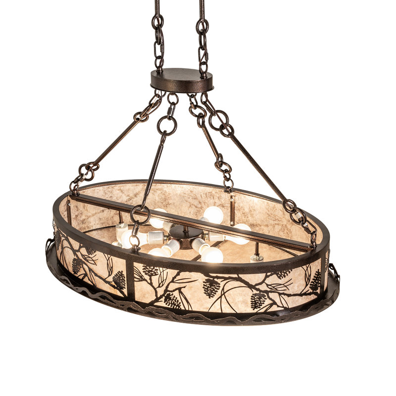 36" Long Winter Pine Oblong Inverted Pendant