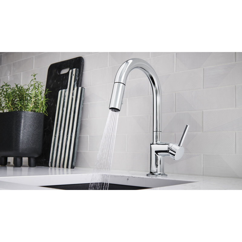 Odin® Pull-Down Prep Faucet with Arc Spout, Polished Chrome, Lever