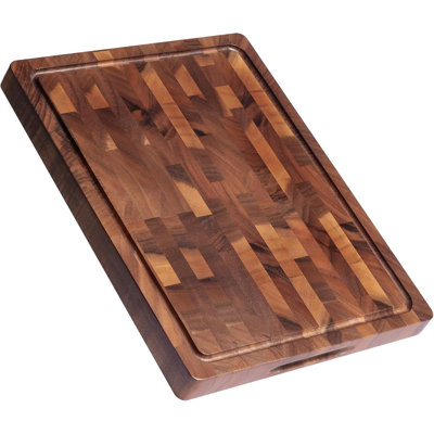 Large Double-Sided End Grain Cutting Board With Handle, Heavy-Duty Butcher Block For Meal Prep & Serving, Charcuterie Board With Gift Box
