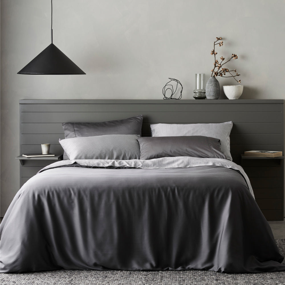 Signature Sateen Duvet Cover, Twin Duvet Cover, Slate