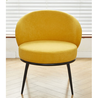 Velvet upholstery metal leg accent chair