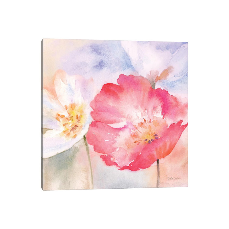 Watercolour Poppy Meadow Pastel II by Cynthia Coulter - Wrapped Canvas Painting, 93.98 cm H x 93.98 cm W x 3.175 cm D