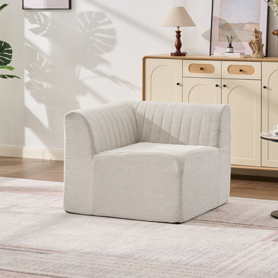 35" Chenille Channel Tufted Sofa Modern Upholstered Armless Chair Compression