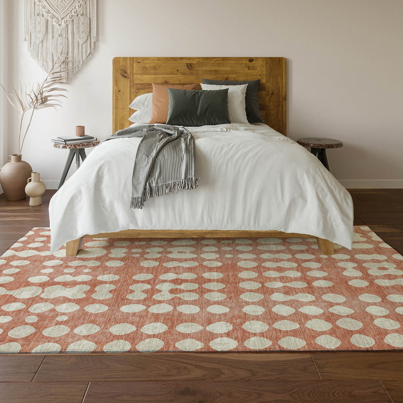 Premium Machine Washable Prisco Salmon Rug, Rectangle 9' x 12'
