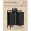 Trieur de linge, 29 gallons (110 L) Panier à linge avec 2 compartiments, chariot à roulettes, tablettes, sacs amovibles, poches-1894925747