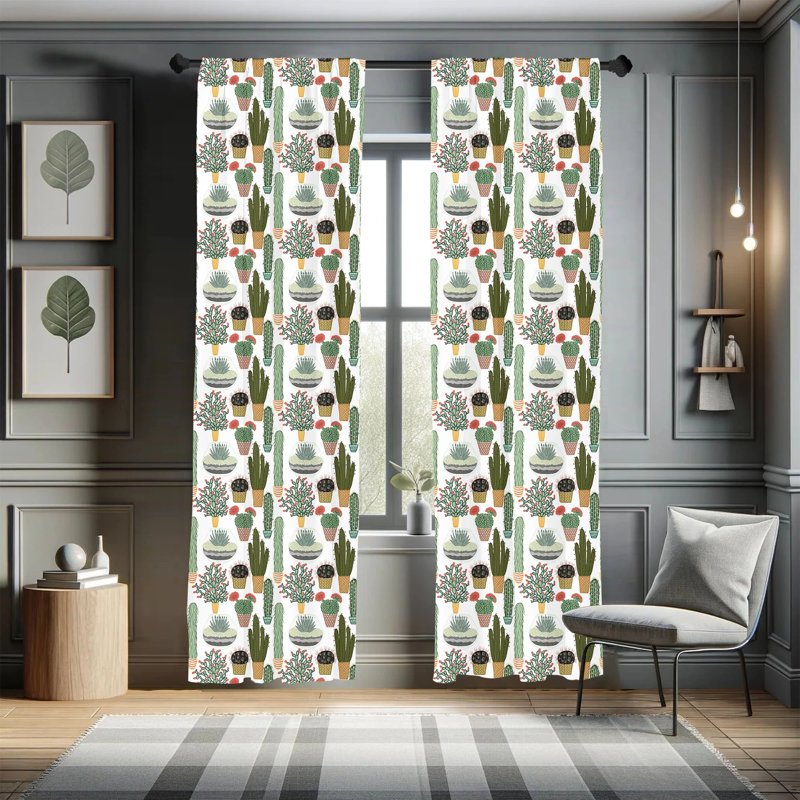 Geometric Semi-Sheer Rod Pocket Curtain Panels, 28" W x 95" L