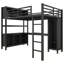 Lit mezzanine en métal avec garde-robe et bureau en forme de L, lit mezzanine double avec cubes de rangement et tablettes, lit mezzanine robuste pour adultes-133037985