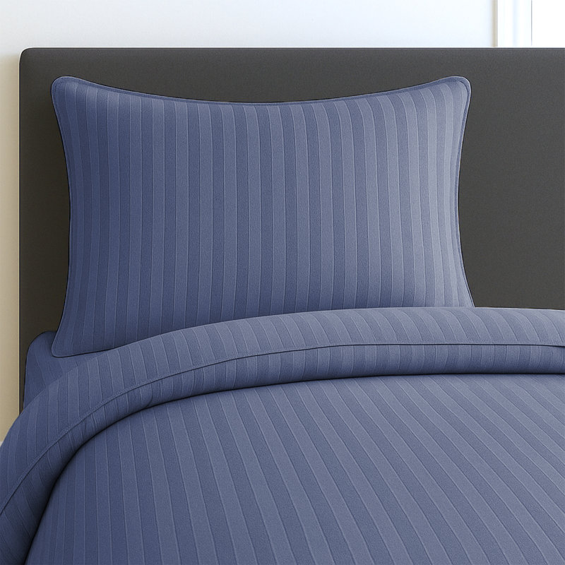 Microfiber Stripe Duvet Complete Set With Striped Pillows & Fitted Sheet, Double Duvet +1 Fitted Sheet +2 Pillowcases