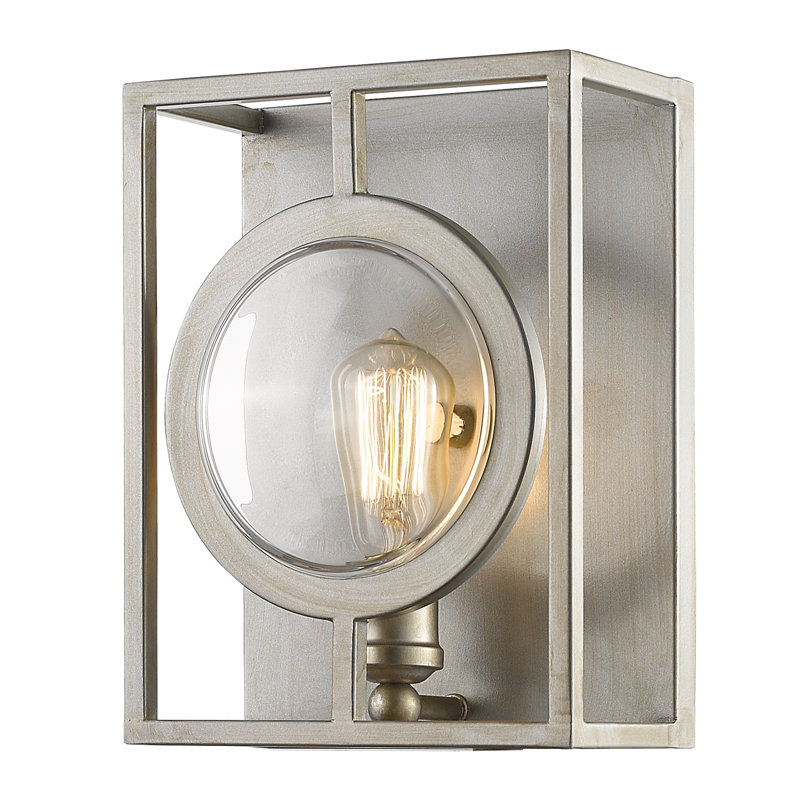 Silvey Steel Flush Mounted Sconce, Antique Silver, 12" H x 9" W x 5.5" D