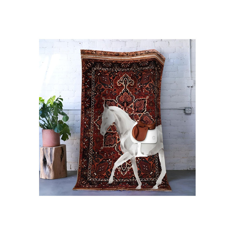 Tapis décoratif traditionnel rétro bourgogne, Tapis de couloir 3 pi 3 po x 6 pi 7 po