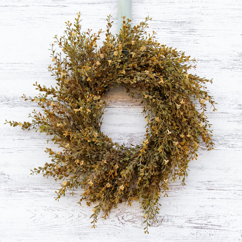 Couronne de bougie buis à graines de blé automne, H 16 po x 16 po x P 4 po
