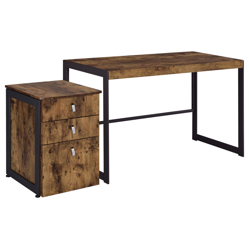 Estrella 2-Piece Office Desk File Cabinet Set Rustic Nutmeg